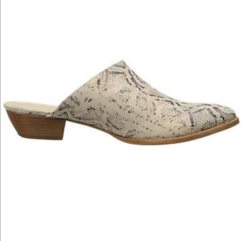 Matisse Clover Mules in Snake print